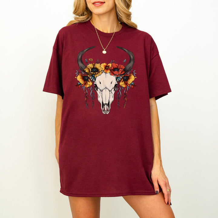 Western Kuhschädel T-Shirt | Boho-Shirt-FaceeCo