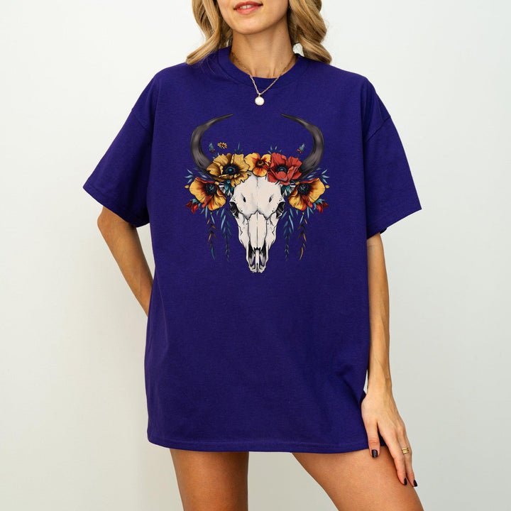 Western Kuhschädel T-Shirt | Boho-Shirt-FaceeCo