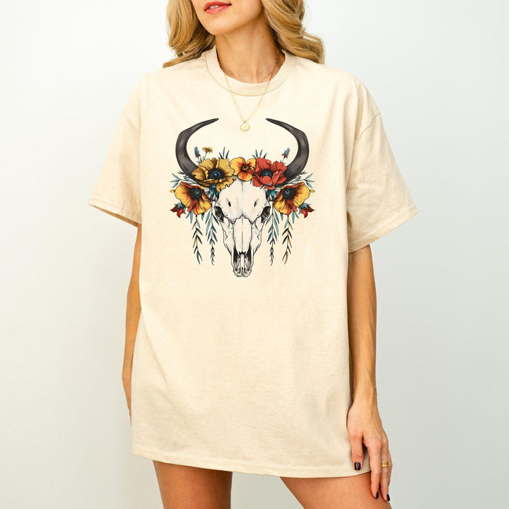 Western Kuhschädel T-Shirt | Boho-Shirt-FaceeCo